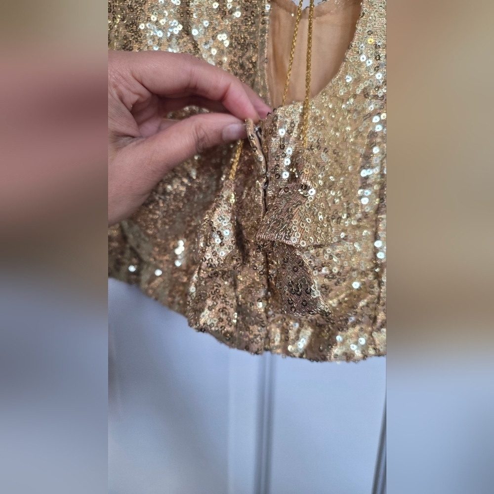 Black Golden Sharmily Lehenga Choli Set with Sequin Blouse - Picture 13 of 14
